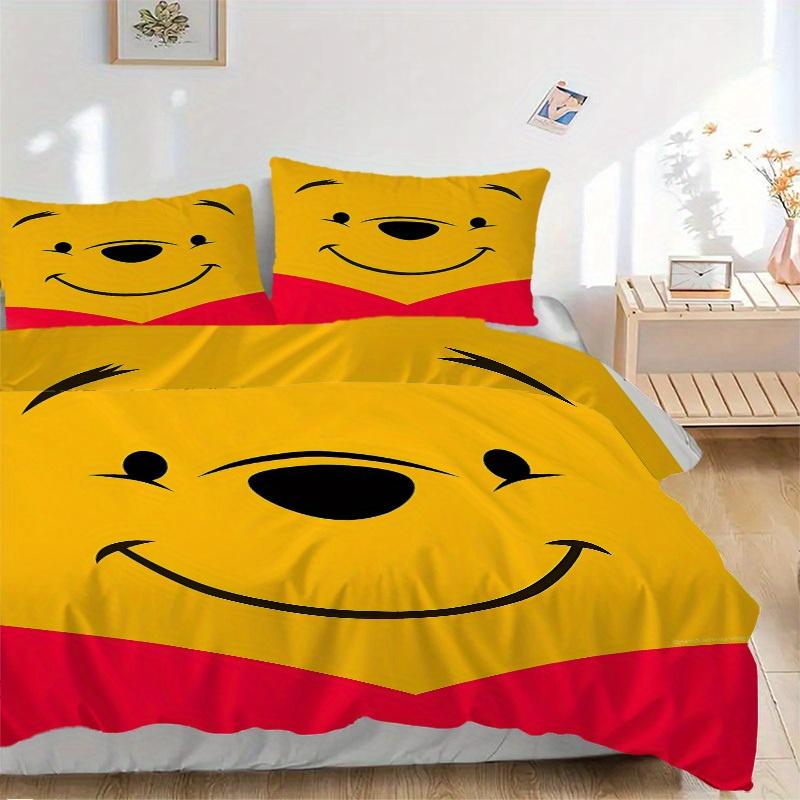 3pcs Set Pooh1pc of Quilt Cover+2pcs of Pillowcase, No Core, Print Bedding, All Seasons Bedroom Setting092