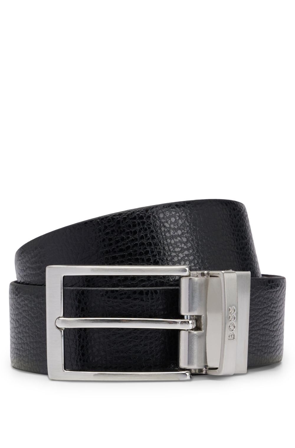 

Reversible design structured smooth Italian leather belt for black [BOSS] & men, 105, чёрный