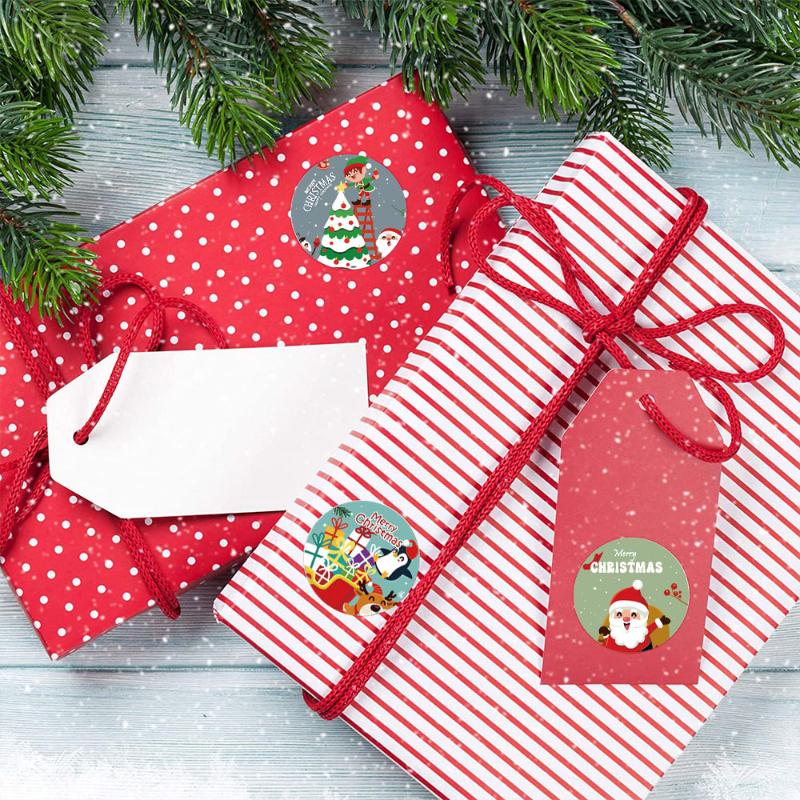 500Pcs/Roll Merry Christmas Themed Stickers 2.5cm/1.0in DlY Gifts Sealing Labels Stickers for Baking Package Envelope Stationery
