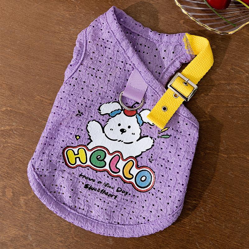 

25 years old new spring and summer cat clothes thin breathable slanted shoulder vest medium and small dog than cat bear pet clothing XL (recommended weight 11-7.5 kg)