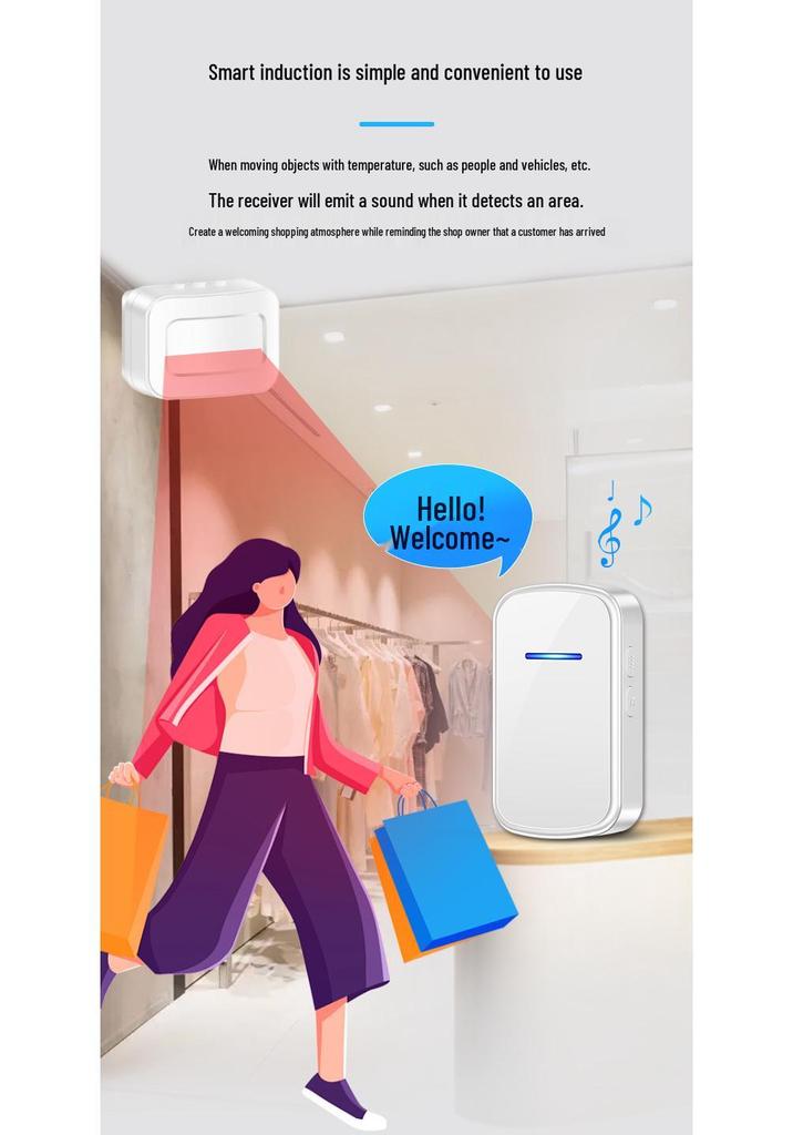 Infrared Motion Sensor Split Doorbell - Wireless Chime and Anti-Theft Security