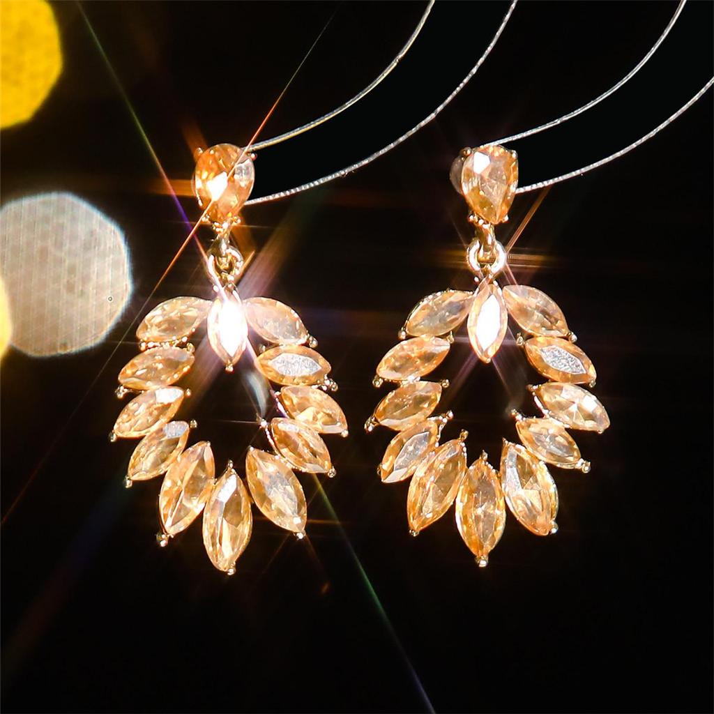 European and American Luxury Colorful Rhinestone Flower Stud Earrings for Women