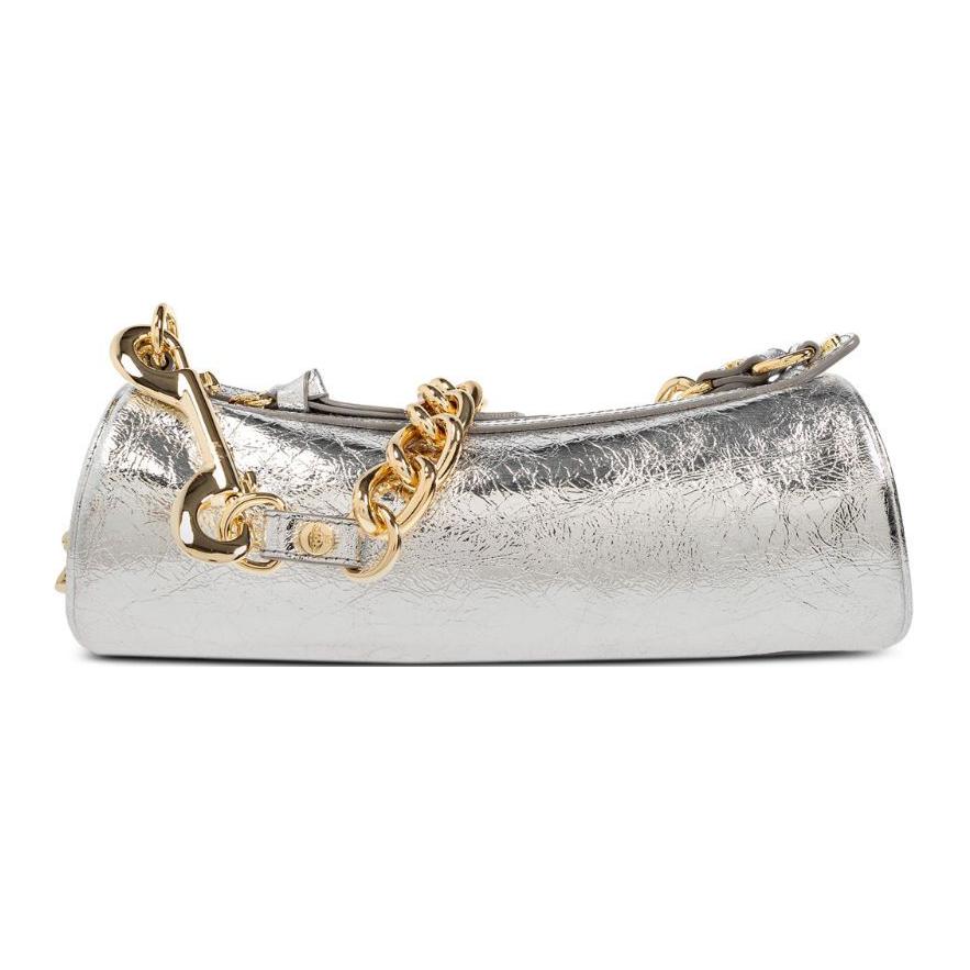 Vivienne Westwood Orb Kettingband Logo Label Ritssluiting Geitenleer Handtas Dameshandtas Zilver 4603000AWL00ACQ401 Basic Set (Bag+Dust Bag)