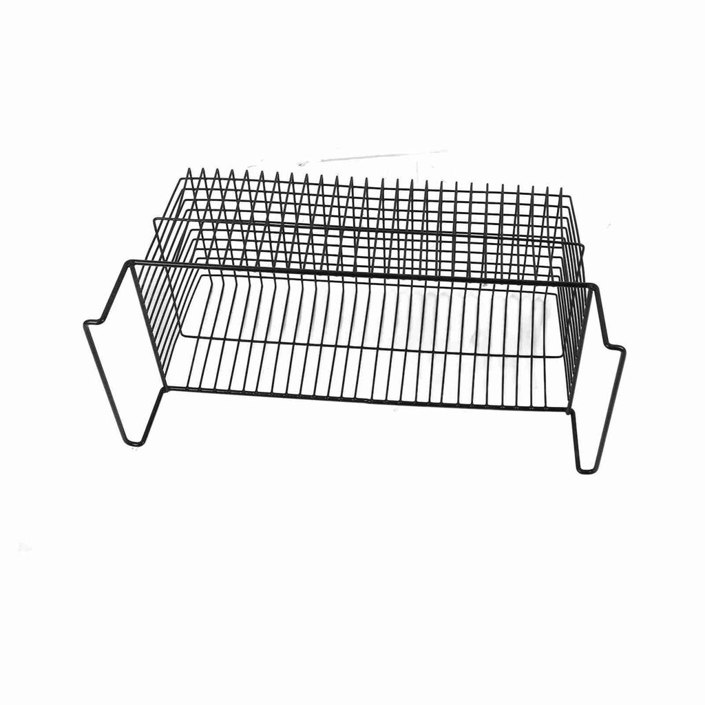 2Pcs Chest Freezer Organizer Bins Deep Basket Stackable Storage Rack Metal Wire Black L63cm X W27cm