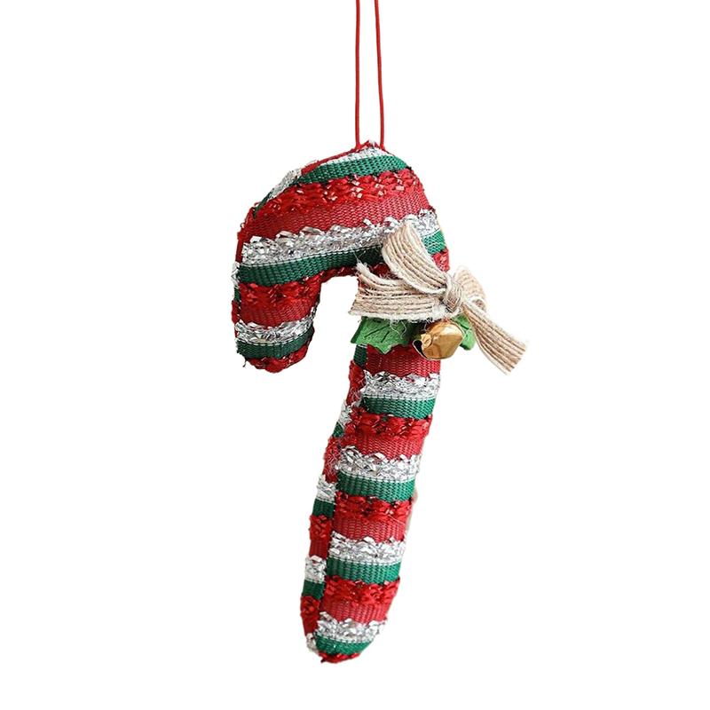 Christmas Cane Candy Pendant Red Christmas Tree Decoration Bell Bow Pendant Xmas Tree White Red Lollipop Hanging Decoration
