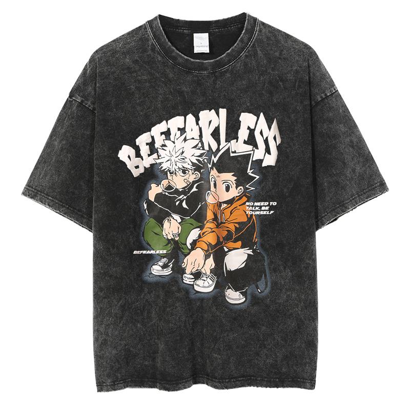 Graphic Vintage Acid Wash Cotton Tees for Men Women Casual Oversized TShirt Summer Workout Fitness Short Sleeve Tops Streetwear