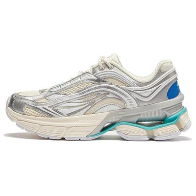 Li Ning Aurora RENEW Cushioning Slip Resistant Abrasion Resistant Low Top Casual Shoes Women's Silver White AGCU044-5