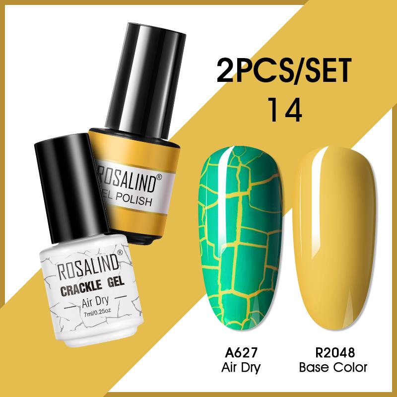ROSALIND 7ml Nagelgel Nagellack Cracked Gel Semi-Permanent Esmalte Hybrid Lack UV Nagelkleber Nagellack Primer Matt 2er Set