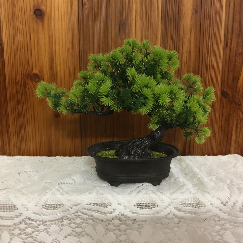 Zen Bonsai Green Pine Simulated Plant Decoration for Wine Cabinet or Home Entrance