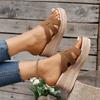 Fashion Thick Sole Wedge Sandals for Women PU Leather Woven Chunky Platform Slippers Woman Summer Thick Sole Beach Shoes Slides