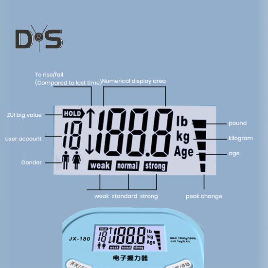 Handdynamometer, Griffstärkentrainer, 189 kg, elektronischer Handtrainer, Tester, Griffverstärker, Handgriffmessgerät mit LCD-Display