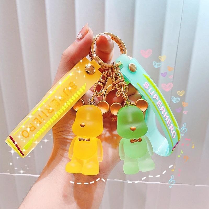 Stylish Resin Bear Keychain Transparent Design For Creative Gift Giving