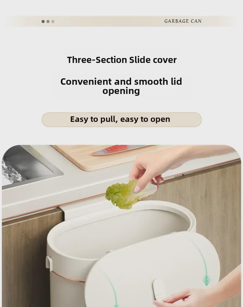 Wall-Mounted Kitchen & Bathroom Trash Can with Lid - Slim Design for Tight Spaces