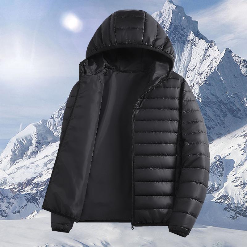 Men's Cotton Jacket Winter  Outdoor Warm Lightweight, Durable Cotton Jacket Simple Solid Color Hooded Work Clothes