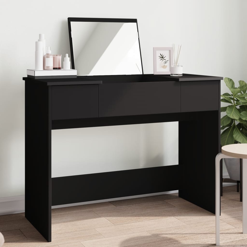 Vidaxl Toaletka Z Lustrem, Czarna, 100X45X76 Cm