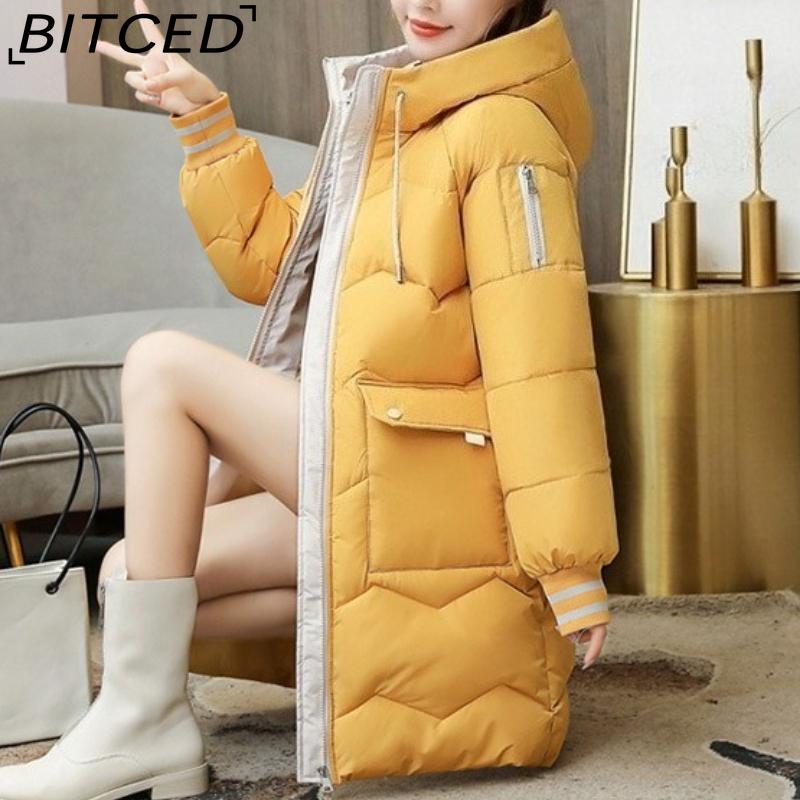BITCED Women's Mid-Length Loose-Fit Winter Coat Thickened Padded Jacket Puffer Coat Cotton-Padded Jacket