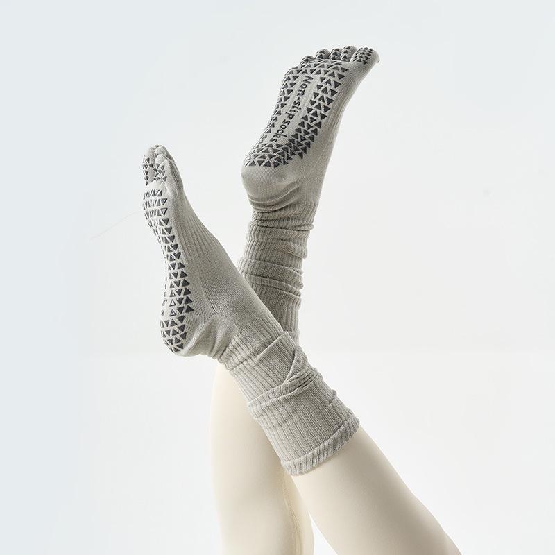 Dual-Use Non-Slip Extra-Long Five-Toe Cotton High-Top Women's Yoga Socks