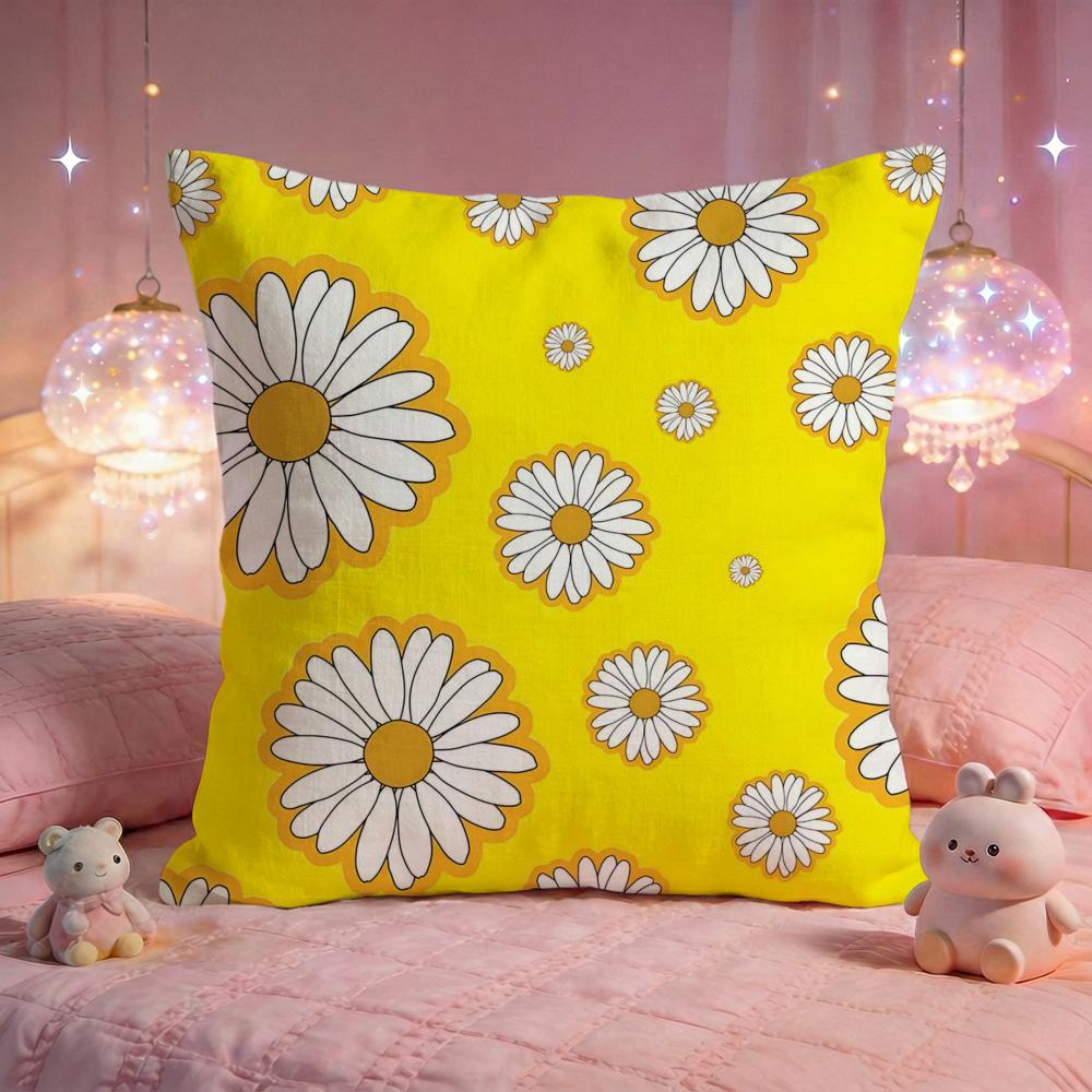 Fresh Daisy Bloom Cushion Cover Premium Comfort Reversible Pillow Cove Two In One Design for Any Room Car Interior