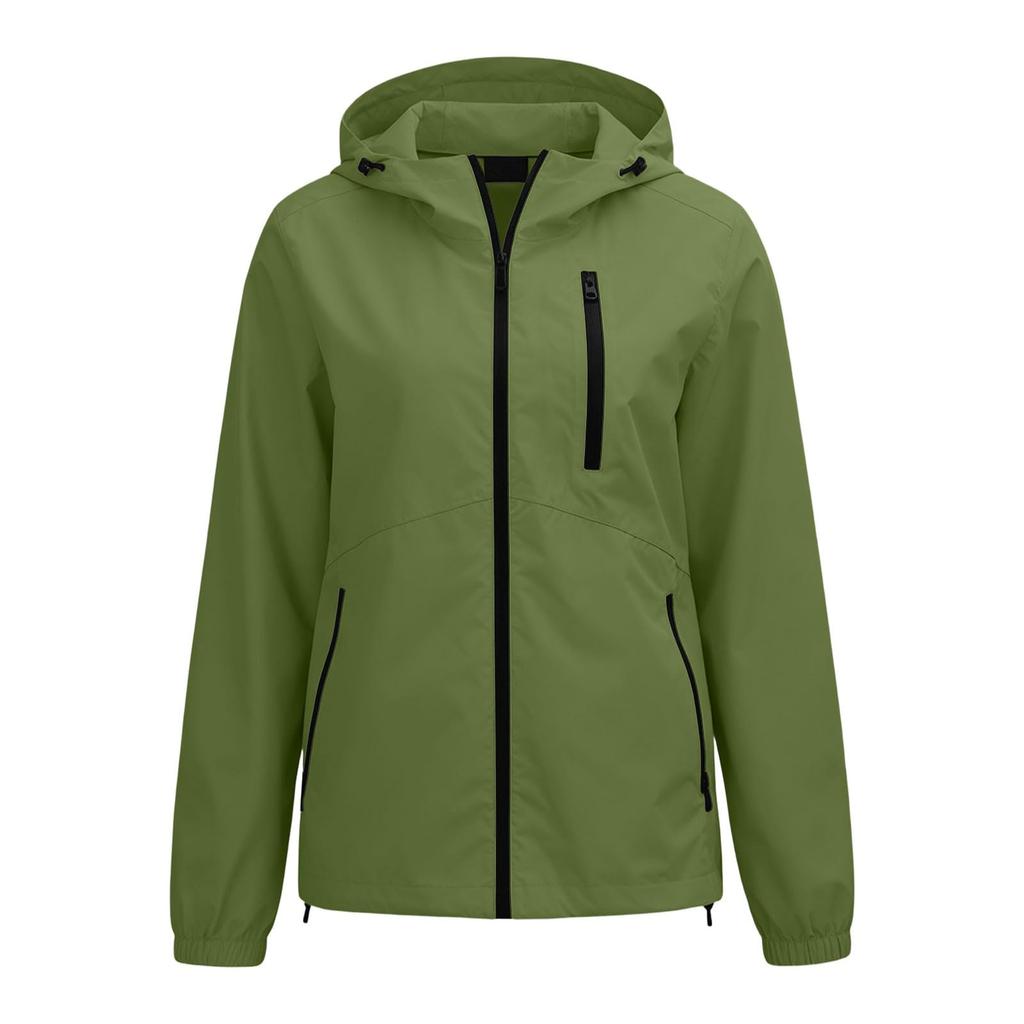 Women's Waterproof Windbreaker Jacket Hooded Outdoor Lightweight Zip Up Windproof Coat with Pockets for Hiking Camping