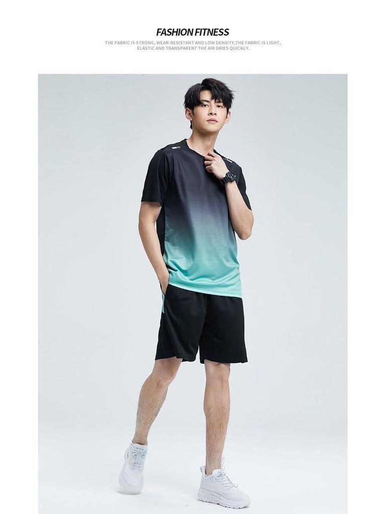 Unisex Quick-Dry Ice Silk Sports Set - Short Sleeve & Plus Size for Outdoor Running