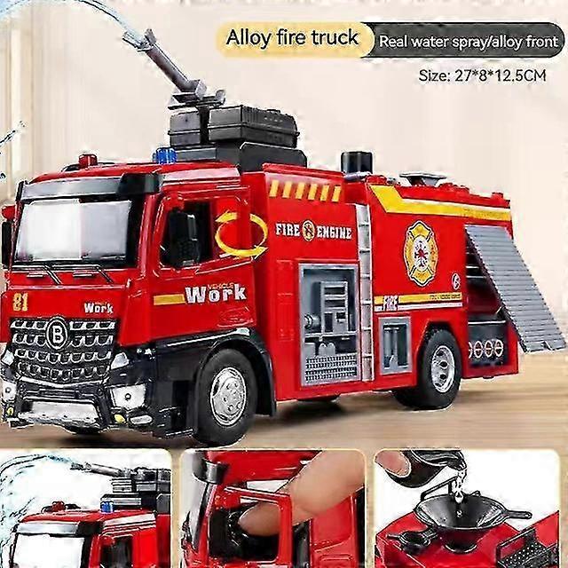 Alloy Fire Truck Model Toy with Simulation Sound for Boys 30cm