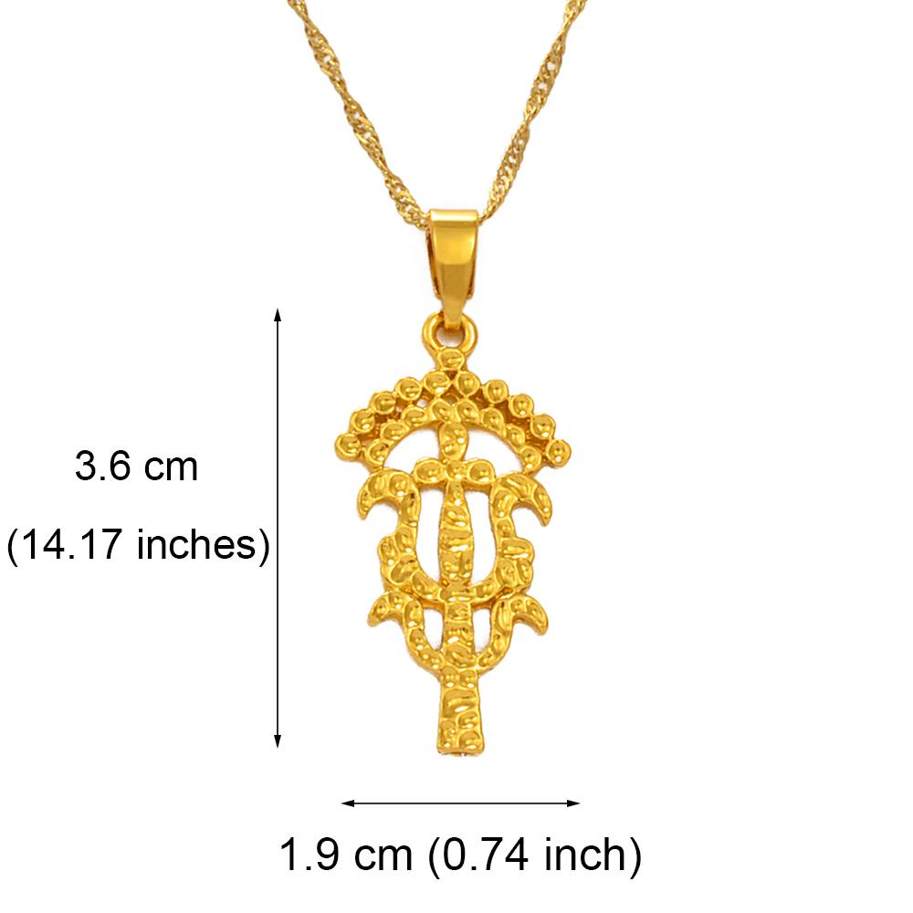 Anniyo Ethiopia Eritrea Cross Pendant Necklaces for Women Girls Charms Ethiopian and Eritrean Ethnic Jewelry @9B50 Pendant Chain&60cm OR 23.6 Inches