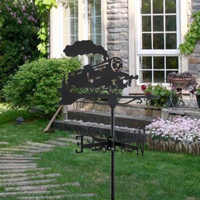 Locomotive Metal Weathervane Weathercock Retro Decorative Vintage Weather Vane Iron Art Ornament for