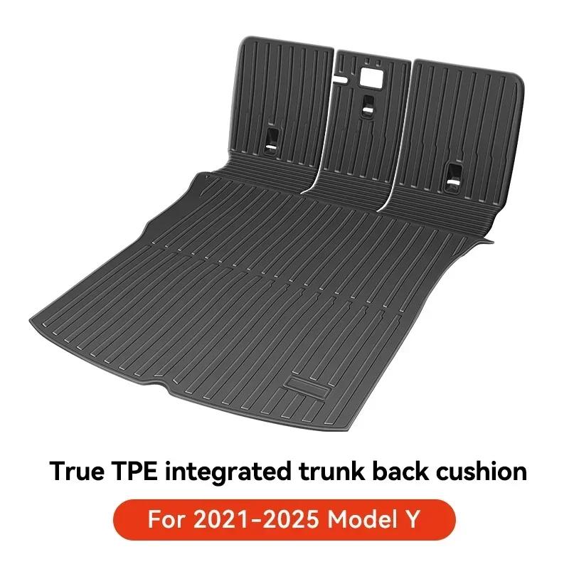 For New Tesla Model Y Launch 2025+ Juniper 2025+ TPE Floor Mats & Cargo Liner, All Weather Trunk Mats Floor Liner Backrest Mats