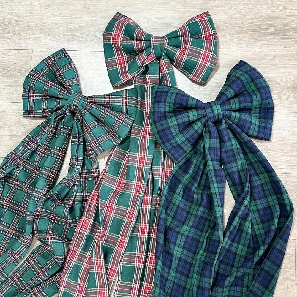 Plaid Large Christmas Bowknot 40x160cm Elegant Xmas Tree Topper Bows Long Tail Creative Christmas Decorative Bow Xmas Decor