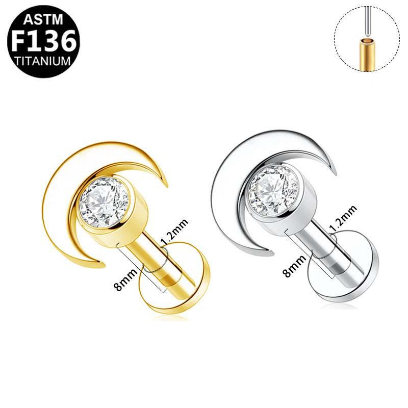 Elegant G23 Titanium Zircon Cartilage & Lip Piercing Stud