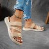 Ladies' Multi-color Elastic Ribbon Slippers with Velcro Adhesive Soft Sole Outdoor Walking Slippers