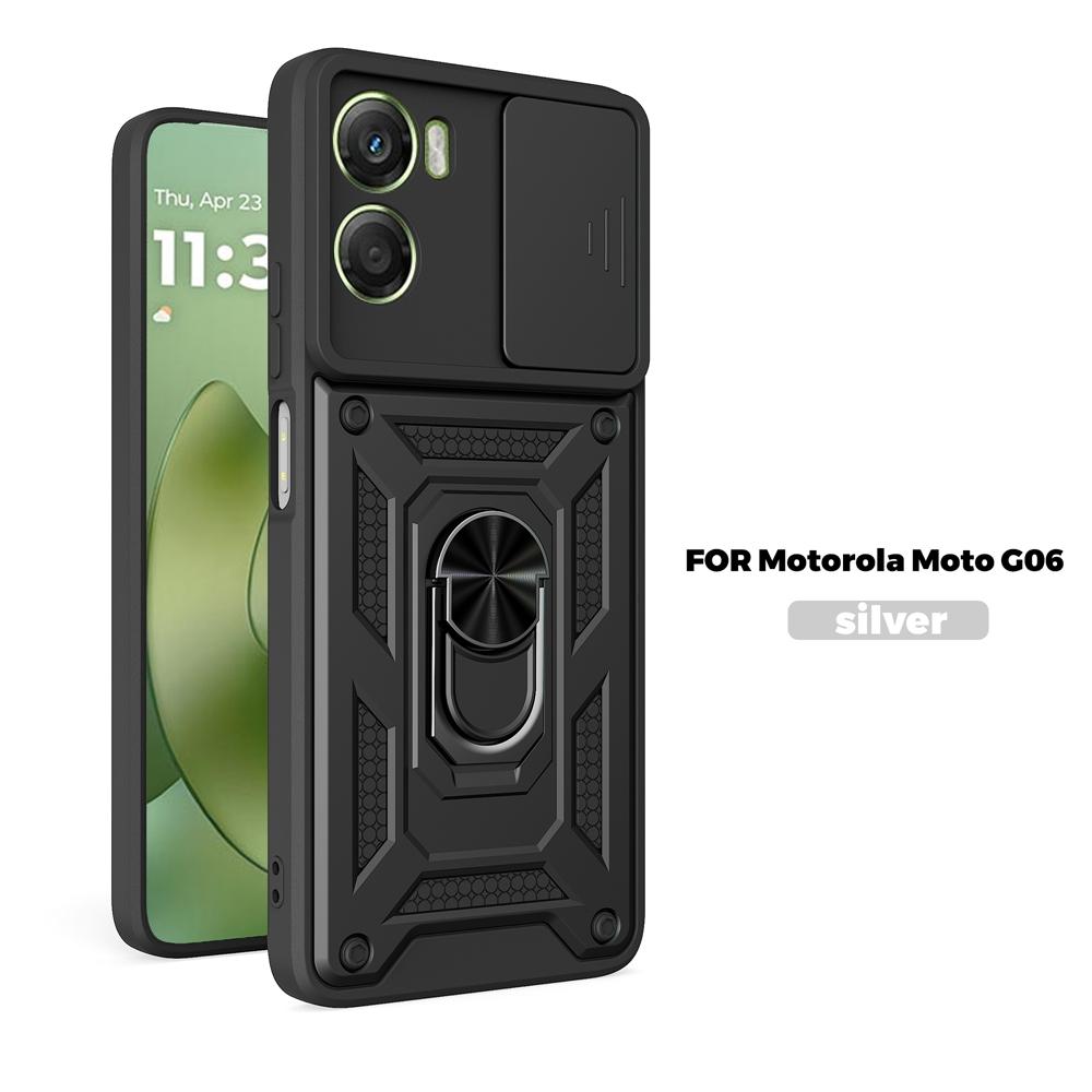 For Motorola Moto G06 4G Case Shockproof Armor Ring Holder Cases For Moto G06 G 06 MotoG06 4G Slide Lens Protect Cover
