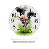A Wooden Wall Clock with Cow Print Design. Quiet Movement. for Relaxing Space.