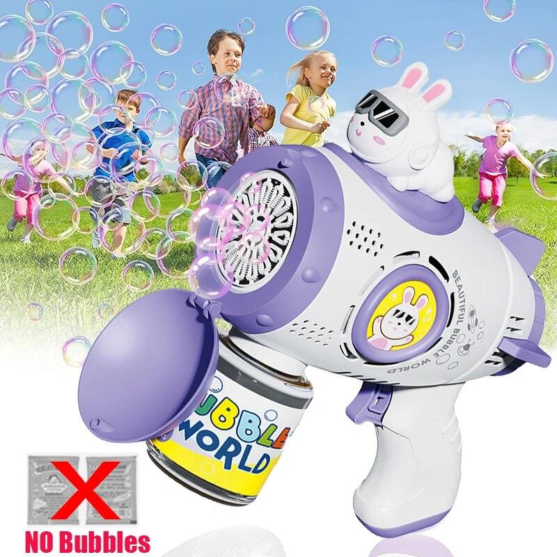 Bubble Gun Rakett Soap Spaceman Bubbles Machine Julegave Gun Shape Automatisk blåser med lette Pomperos leker for barn
