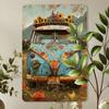 Vintage Floral Bus Metal Tin Sign, Iron Wall Decor for Gym, Cafe, Garage, Restaurant, Home, Bedroom - Indoor & Outdoor Retro Flo