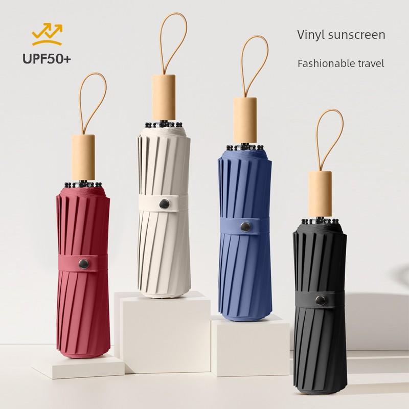 Large Umbrella for Men, Foldable Umbrella, Thickened Sun Umbrella, Student-Specific Sun Protection Umbrella, Black Rubber Reinforced Double-Person