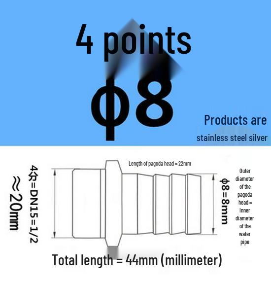 304 Stainless Steel Hex Threaded Water Hose Barb Connector