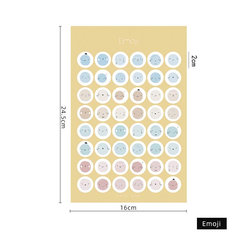 1 Sheets Retro Diary Decoration Sticker Stationery Morandi Postmark Dot Sticker Diy Journal Planner