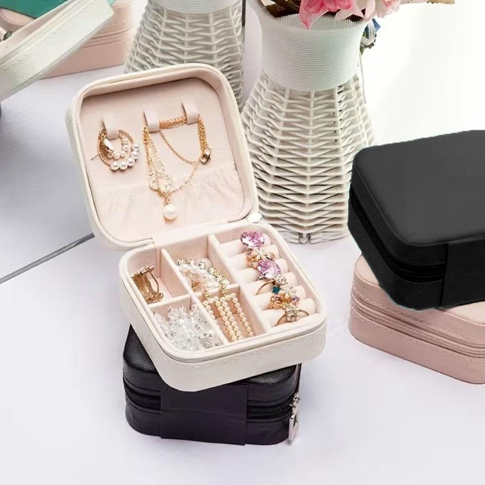 PU Leather Jewelry Organizer Box Square Jewelry Display Box Durable Jewelry Storage Box Girls