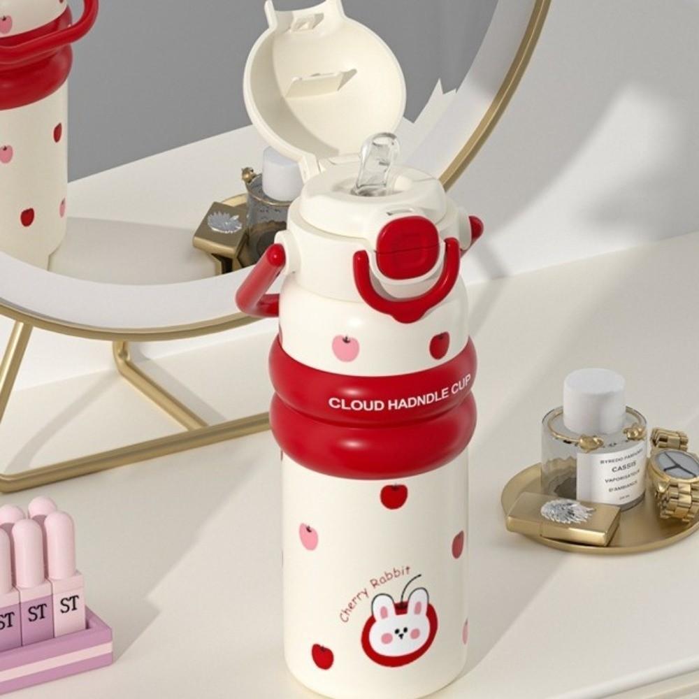 Portable Handheld Thermos Cup 600ml Thermos Water Bottle Unique Thermal Bottle  for Girls