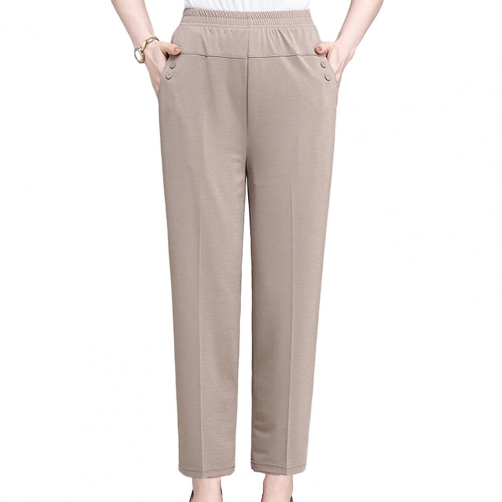 Sommer Eis Seide Dünne Hose Damen Lässige Cropped Hose Mittleren Alters Ältere Locker Hohe Taille Elastischer Bund Damen Hose Lässige Hose