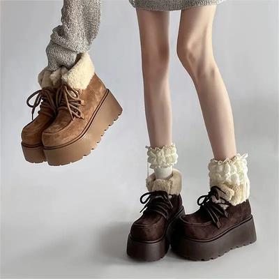 Vintage Thick-Soled Snow Boots Women's 2025 Winter New Fleece-Lined and Thickened Northeast Warm Cotton Shoes