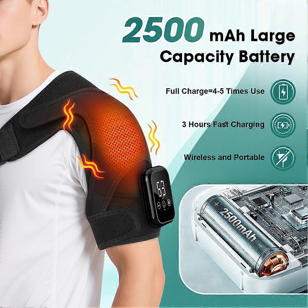 Cordless Shoulder Heating Pad with Massage, Heated Shoulder Wrap for Rotator Cuff Shoulder Brace