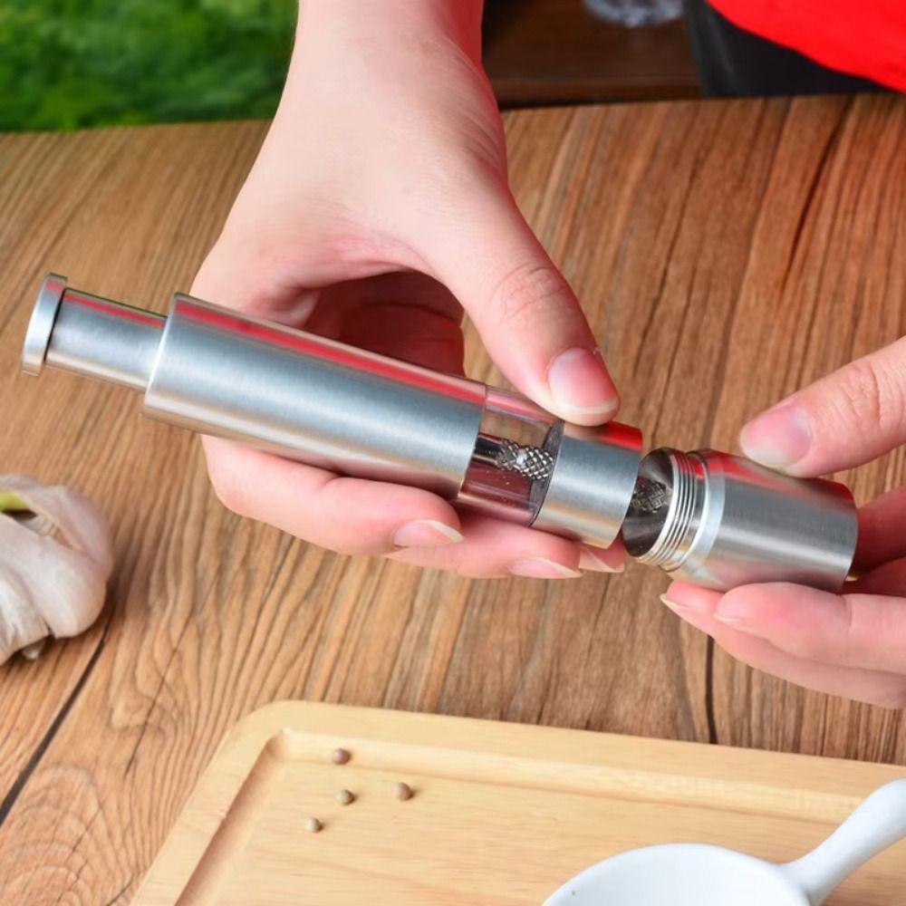 Thumb Push Button Pepper Grinder Stainless Steel Thumb Push Grinder Barbecue Seasoning