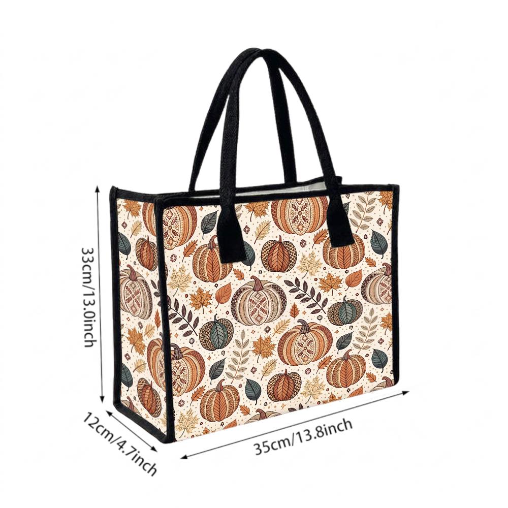 Autumn Pumpkin Pattern Tote Bag Casual Large Capacity Daily Shoulder Handbag for Women