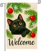 Welcome Garden Ag 12x18 Inch Merry Christmas Garden Ags Burlap Double-Sided Black Cat Ornament Snowake Seasonal Outdoo