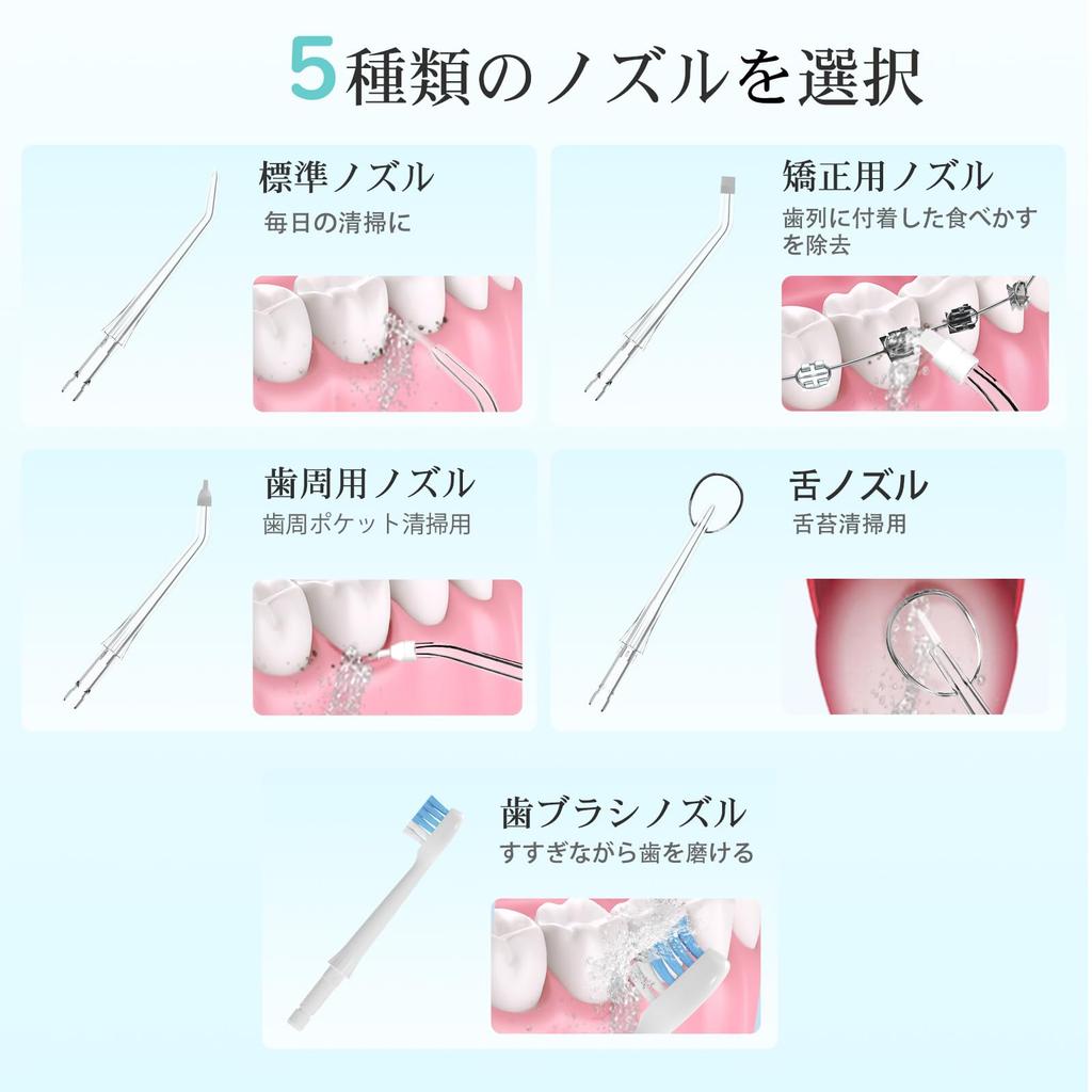 Oral Irrigator Jet Washer with 5 Nozzles, 4 Water Flow Modes, 300ML Tank, USB Rechargeable, IPX7 Waterproof