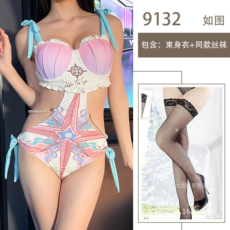 Sexy lingerie, sexy shell, beautiful back swimsuit, small breasts show big steel support, gather sex onesies, women's open file, hot girls
