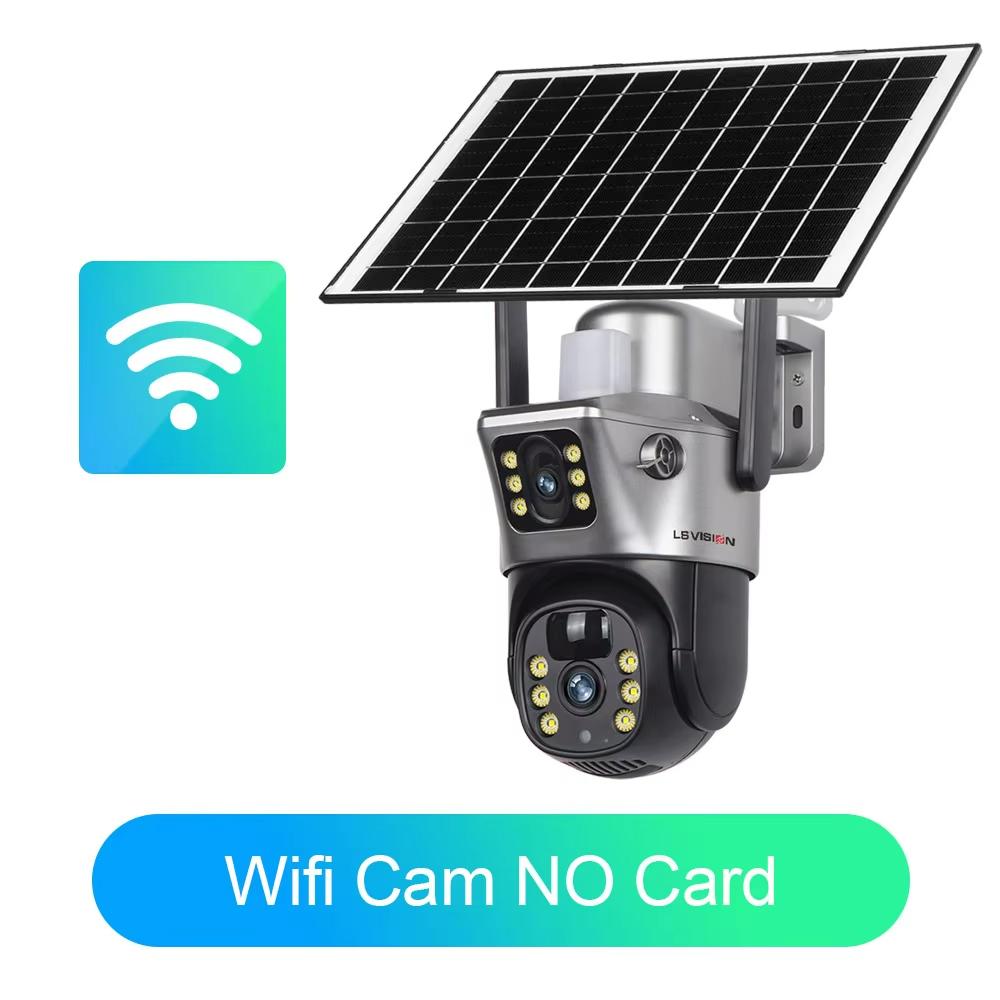

LS VISION 4K Solar Camera 8MP 4G SIM Card Dual Lens Screen Wifi Surveillance PTZ Battery Camera Color Night Vision PIR Detect WiFi Cam