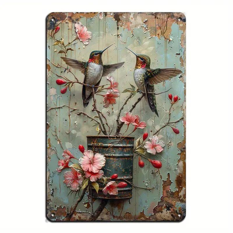 Metal Tin Poster Pastoral Birds Metal Tin Signs Posters Plate Wall Decor for Bars Restaurant Cafe Clubs Retro Posters Plaque